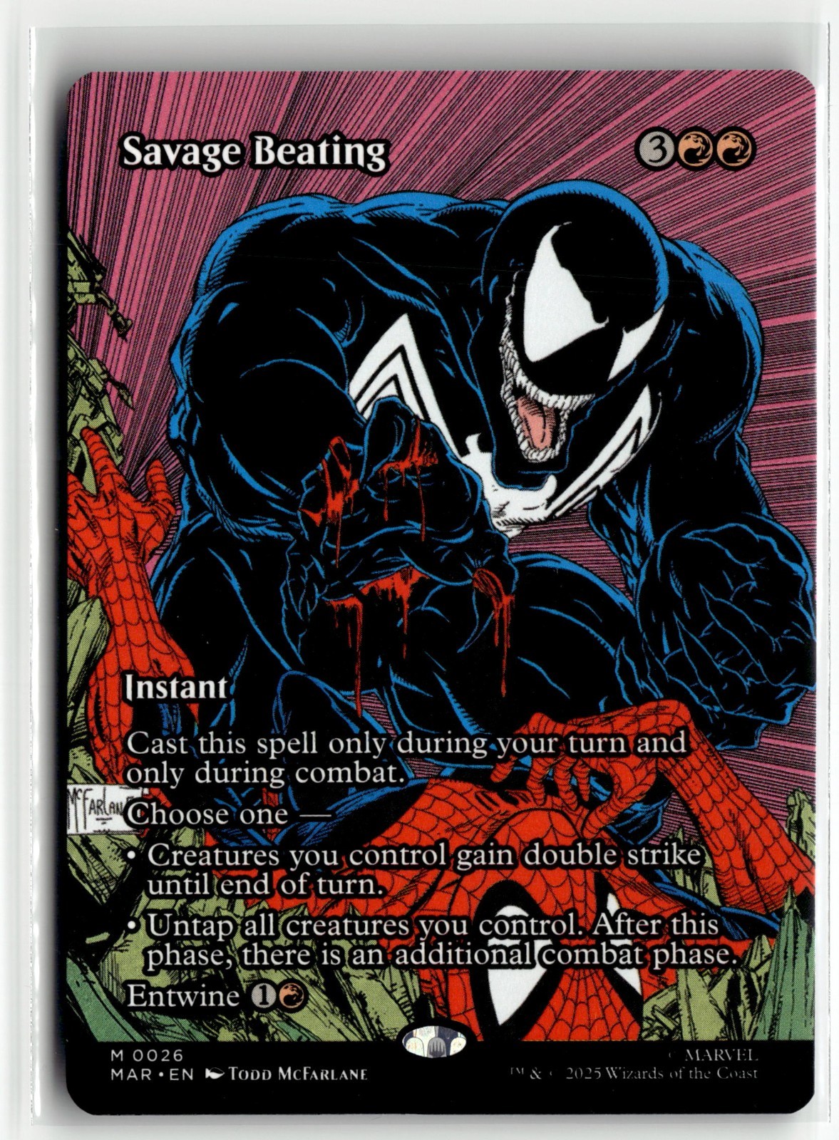 Savage Beating 0026 Borderless Spider Man MTG Magic The Gathering Card NM