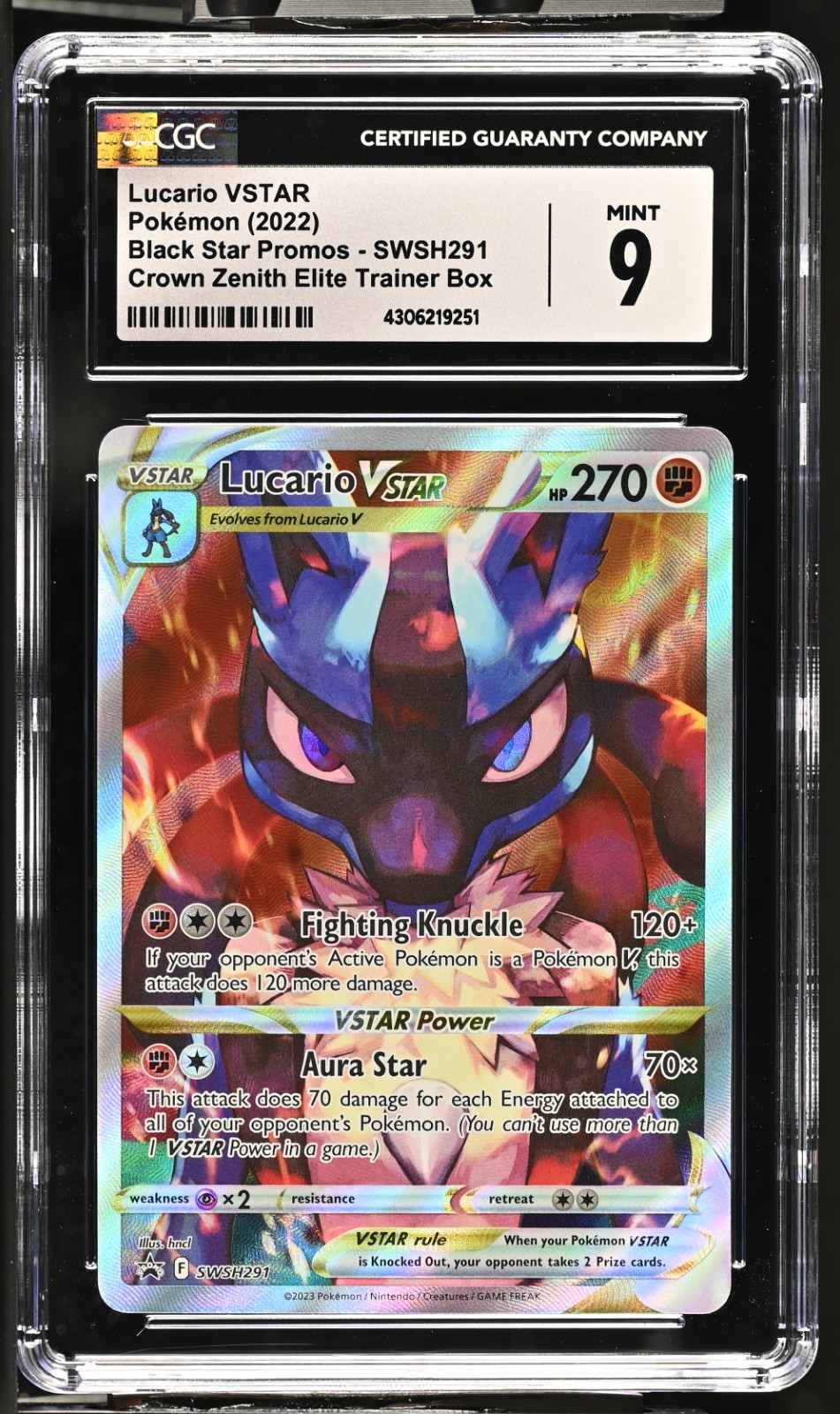 CGC Mint 9 Pokemon Lucario VSTAR SWSH291 Crown Zenith Black Star PROMO