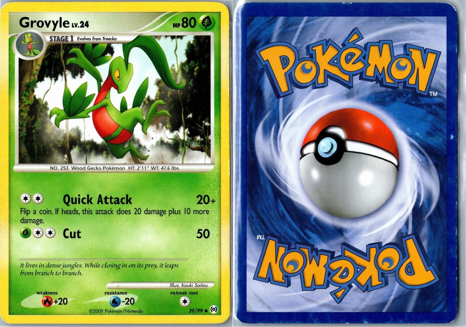 Grovyle – 39/99 – Arceus – Uncommon – Damaged