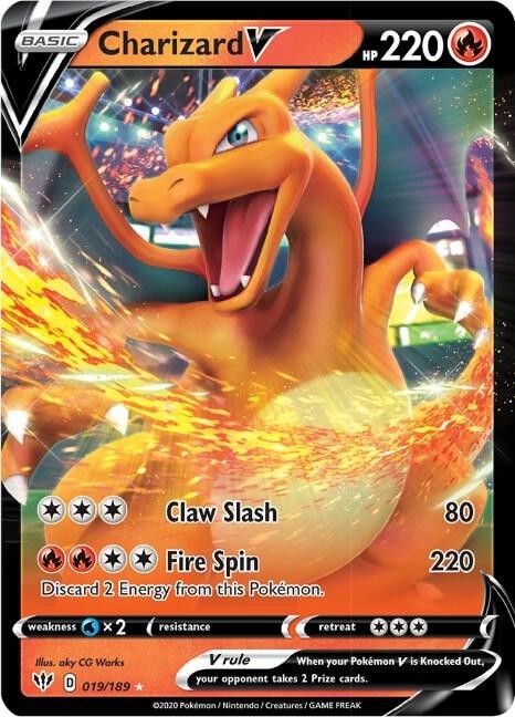 Pokémon TCG Charizard V 019/189 SWSH03: Darkness Ablaze Ultra Rare NM