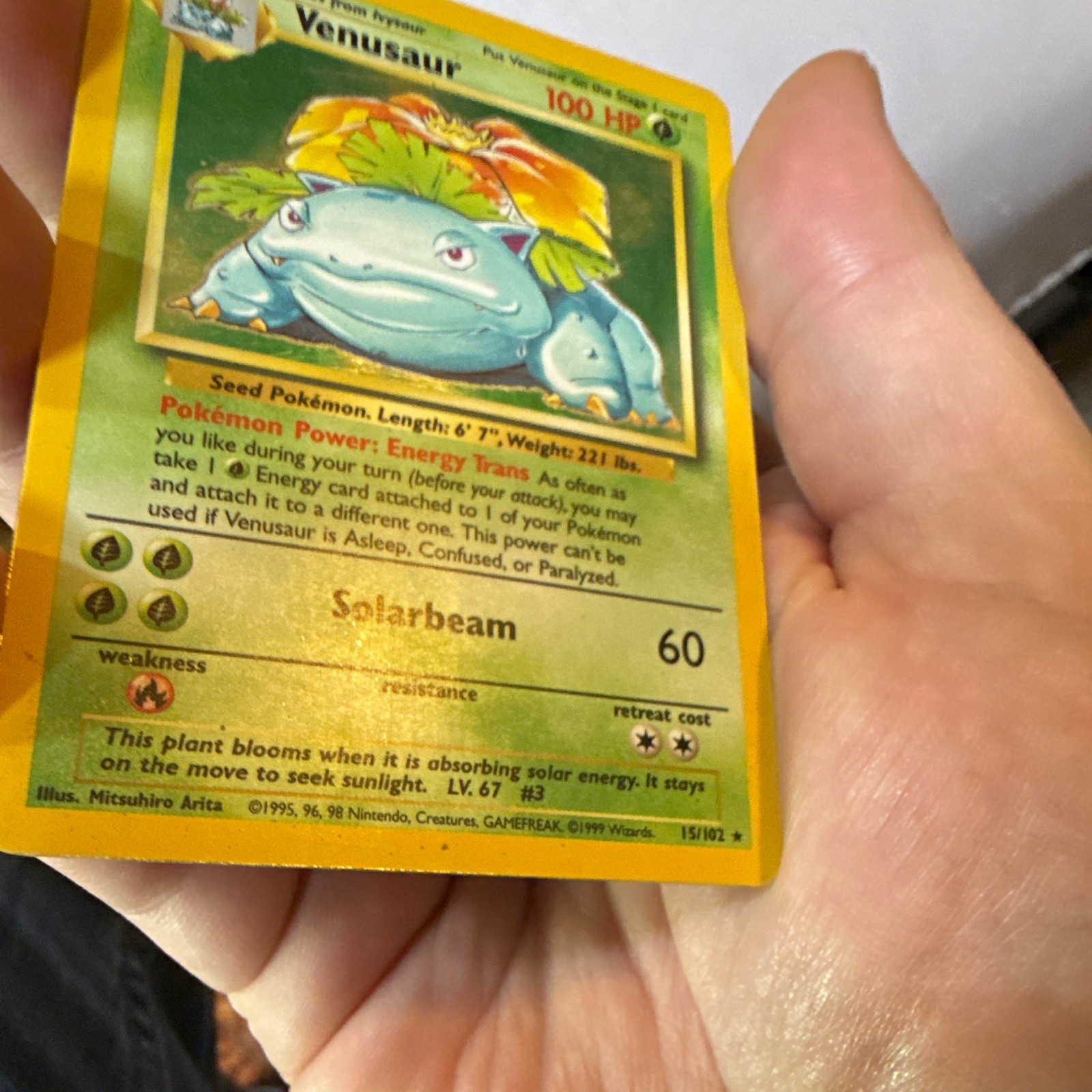 Pokemon TCG Base Set Venusaur 15/102 Holo Rare 100 HP English 1999