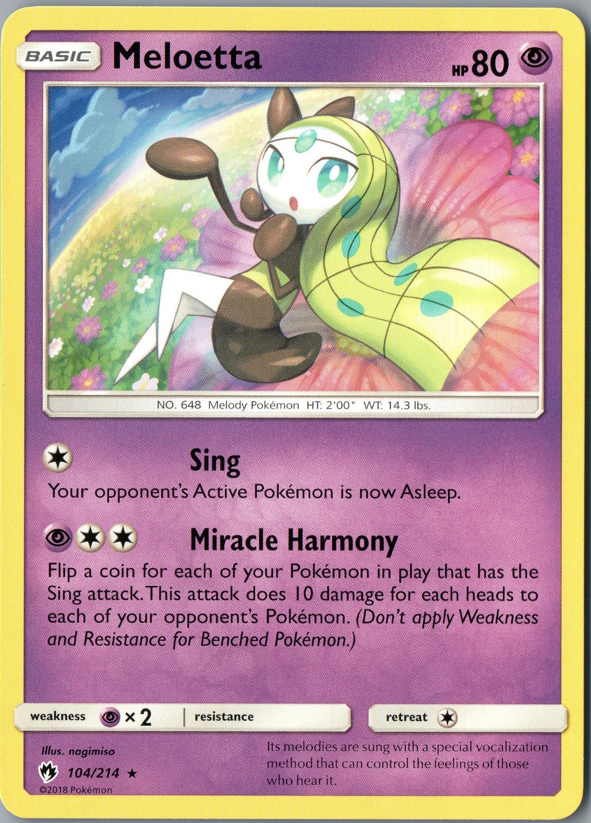 Meloetta Rare SM – Lost Thunder 104/214 NM – Pokemon