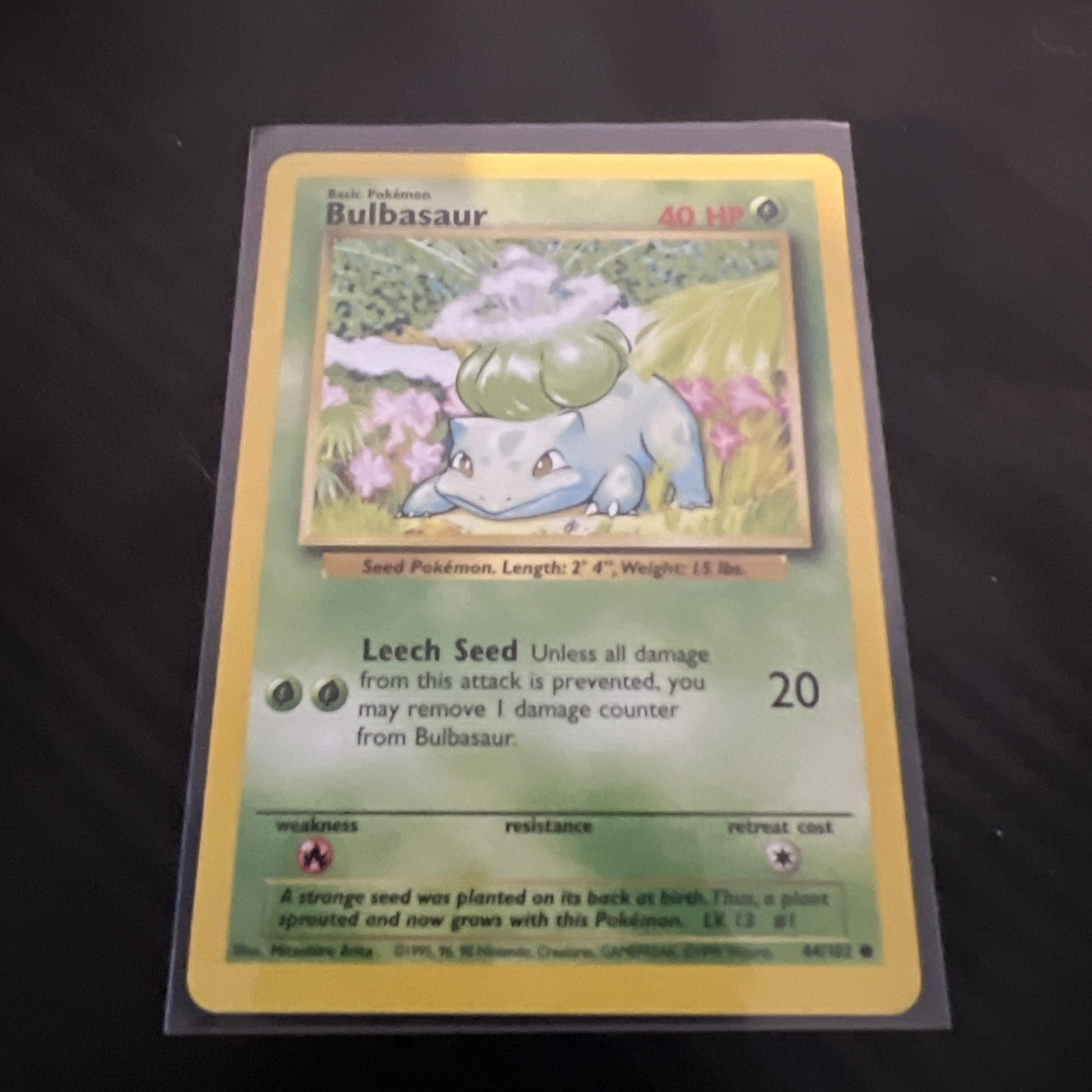 BULBASAUR – Base Set – 44/102 – Common – Pokemon Card – Unlimited Edition – LP