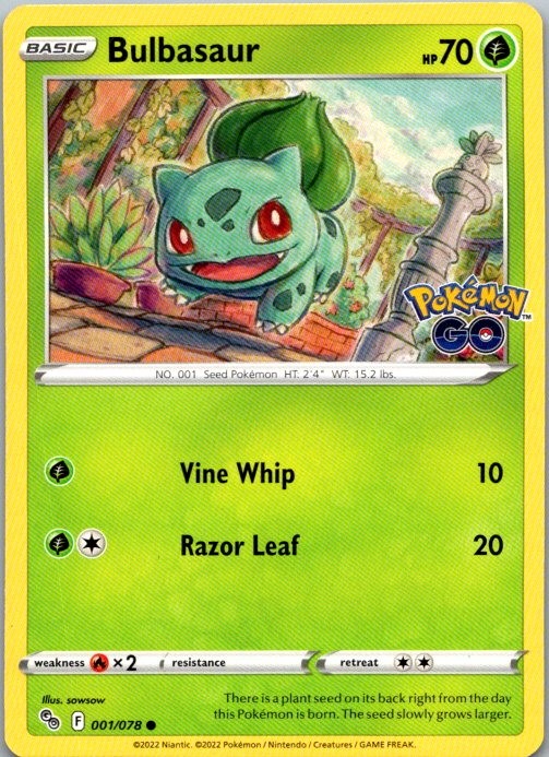 Bulbasaur Pokemon GO 001/078 NM