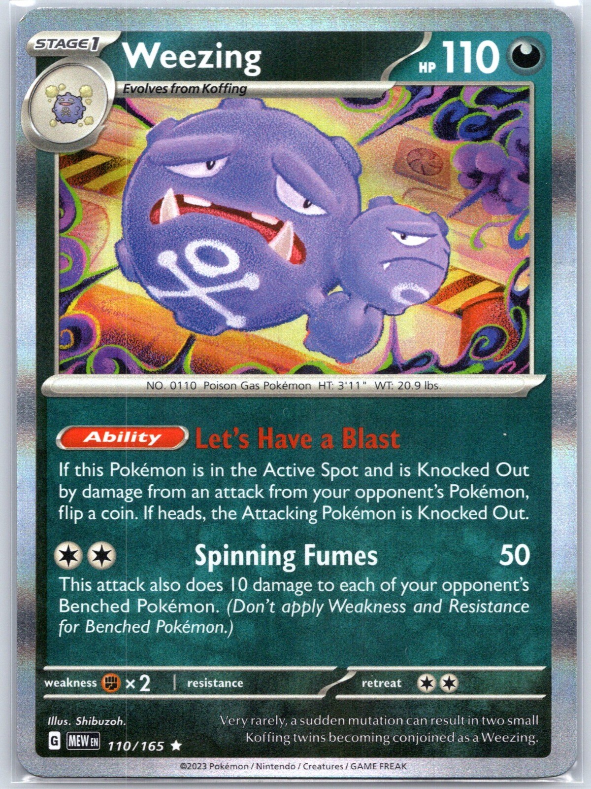 Weezing 110/165 Holo Near Mint SV: Scarlet & Violet 151 Pokemon Shipnow