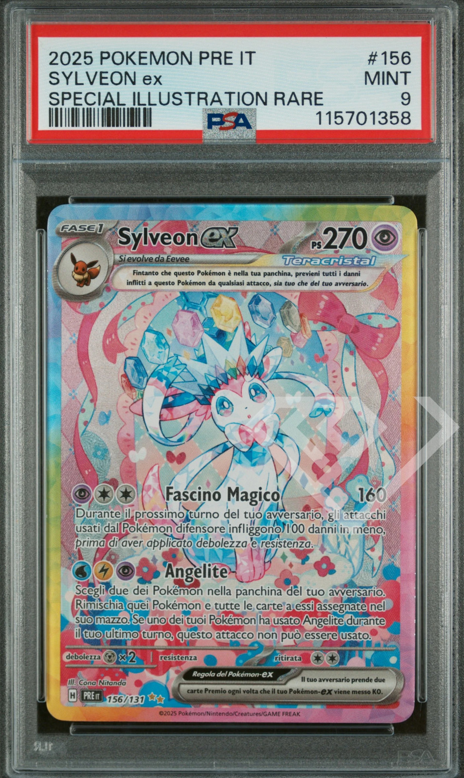 Pokemon Card Sylveon ex 156/131 SIR – PRE Prismatic Evolution PSA 9 Italian