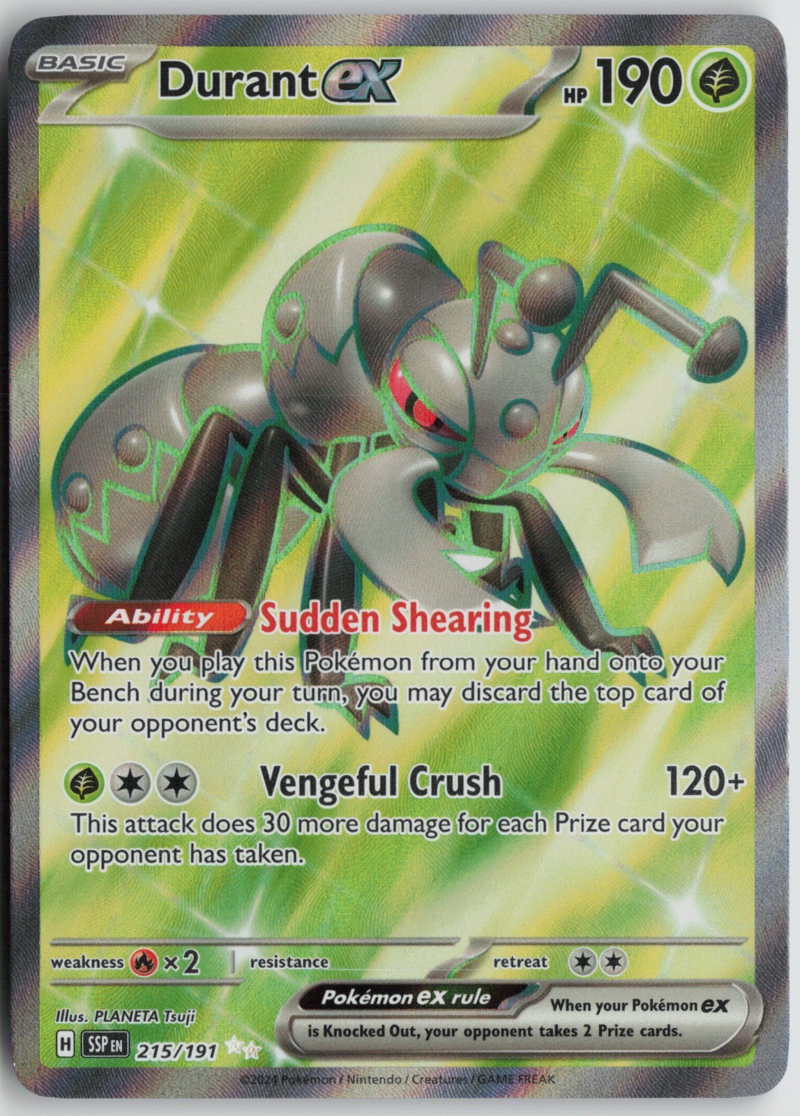 Durant ex Ultra Rare Holo SV08: Surging Sparks 215/191 NM PLANETA Tsuji