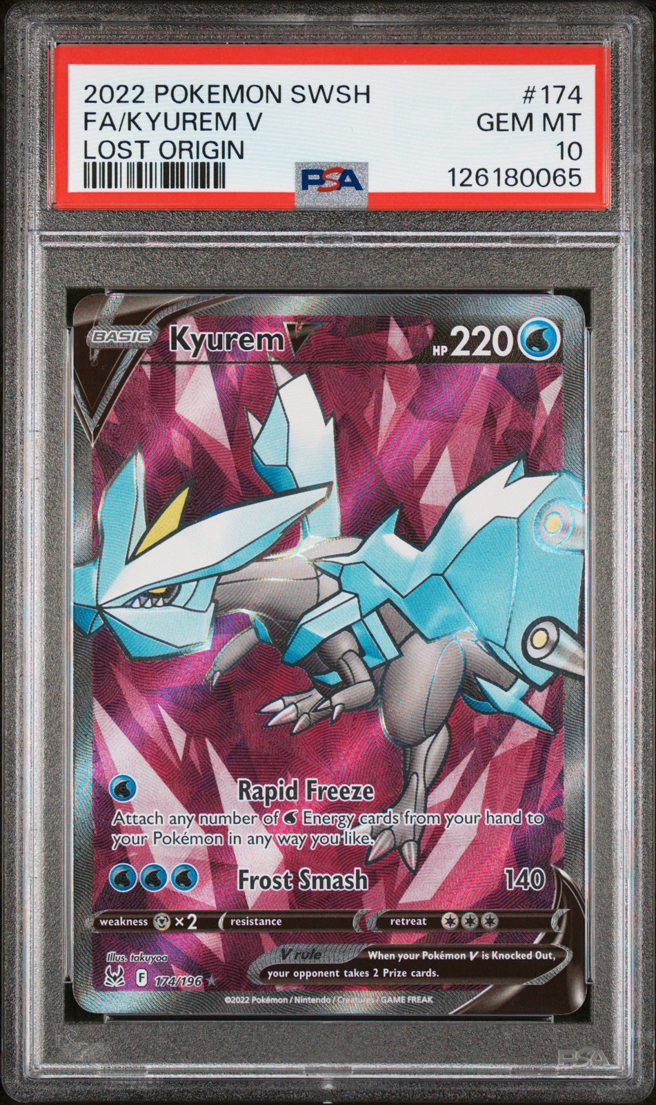 Kyurem V 174/196 Lost Origin Pokemon PSA 10