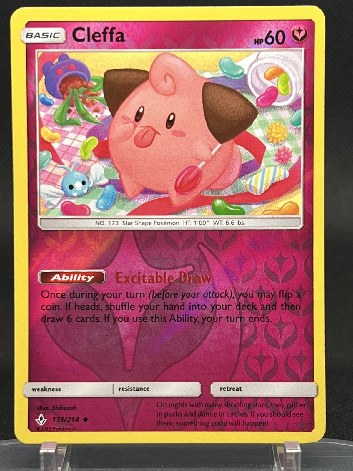 Cleffa 131/214 Sm-Unbroken Bonds Reverse Holo LP/NM