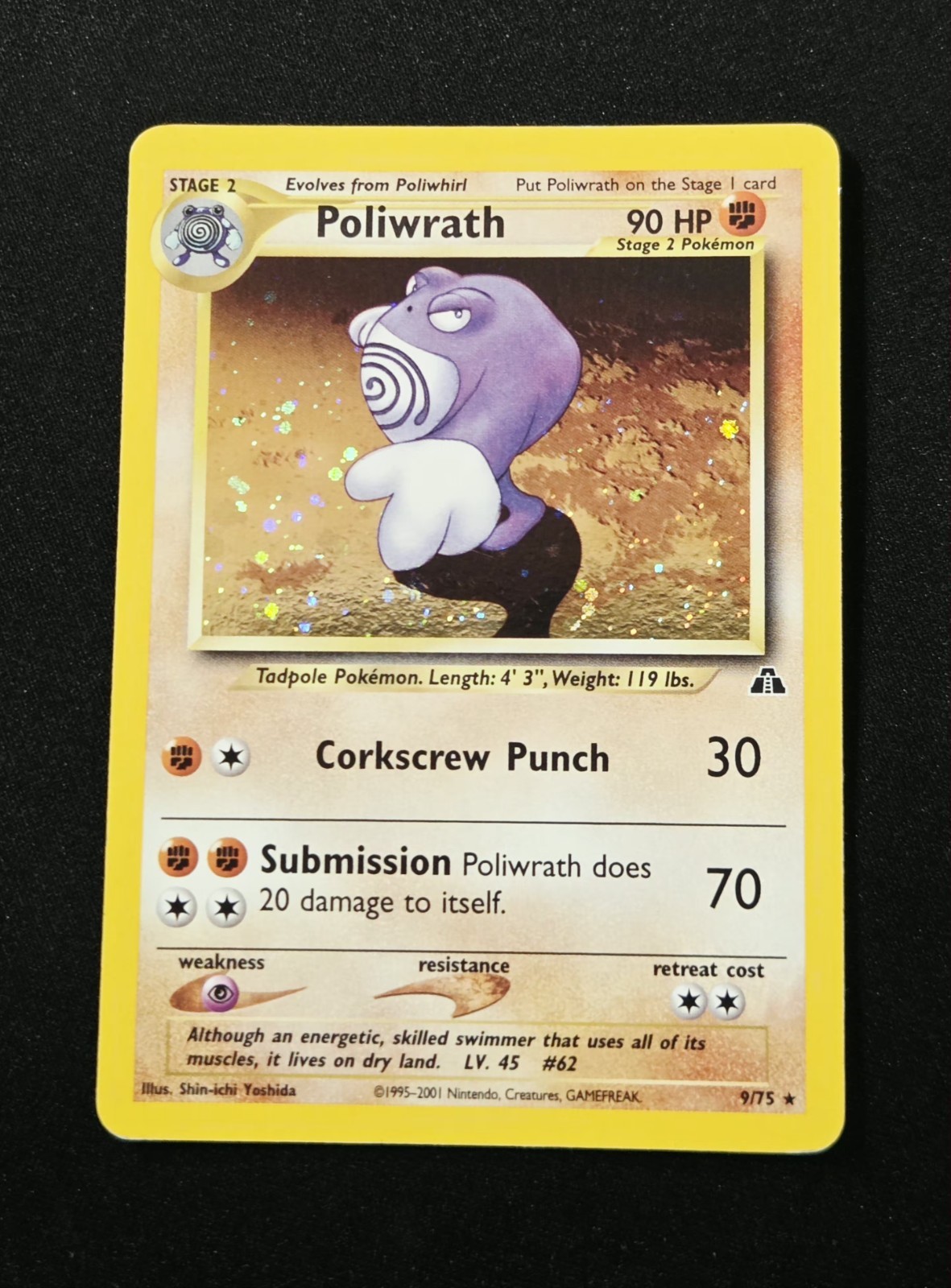 Poliwrath 9/75 Holo Rare Neo Discovery WoTC Pokemon Card 2001