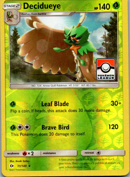 Decidueye – 11/149 (Pokemon League) Promo League & Championship Cards 011/149 LP