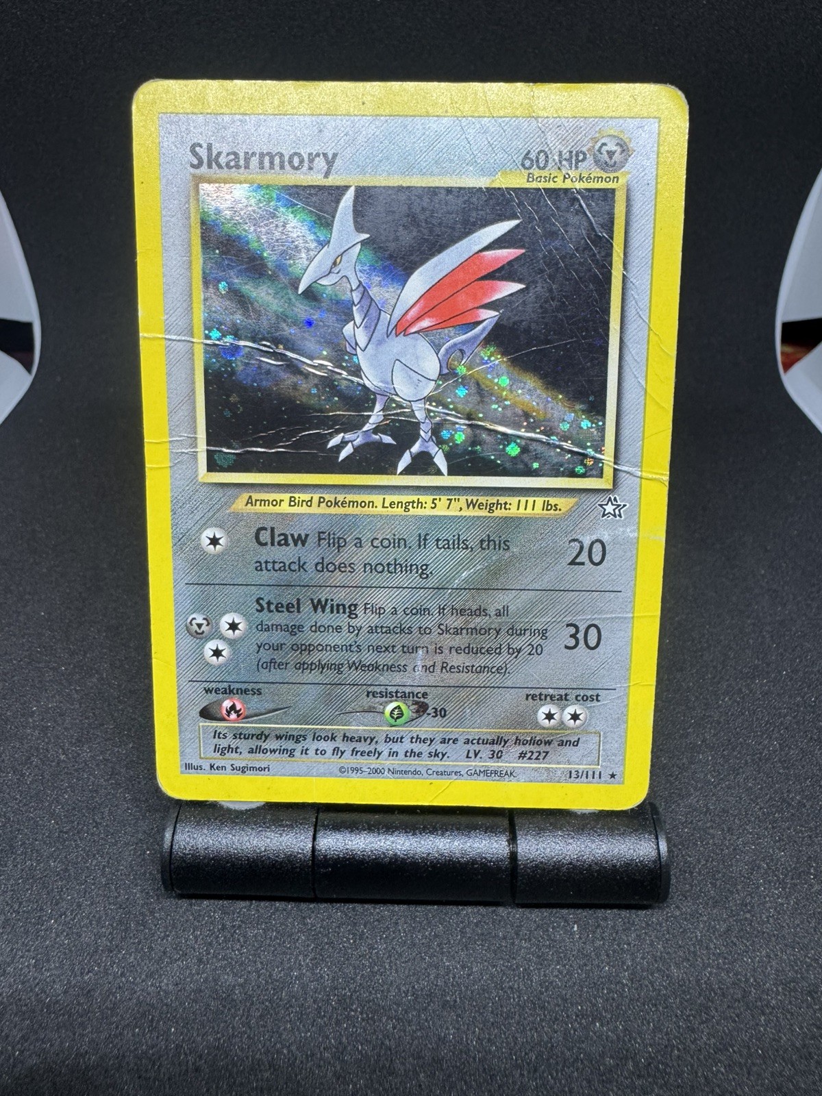 2000 POKEMON TCG Skarmory #13/111 Neo Genesis Holo Rare Card Vintage English DMG