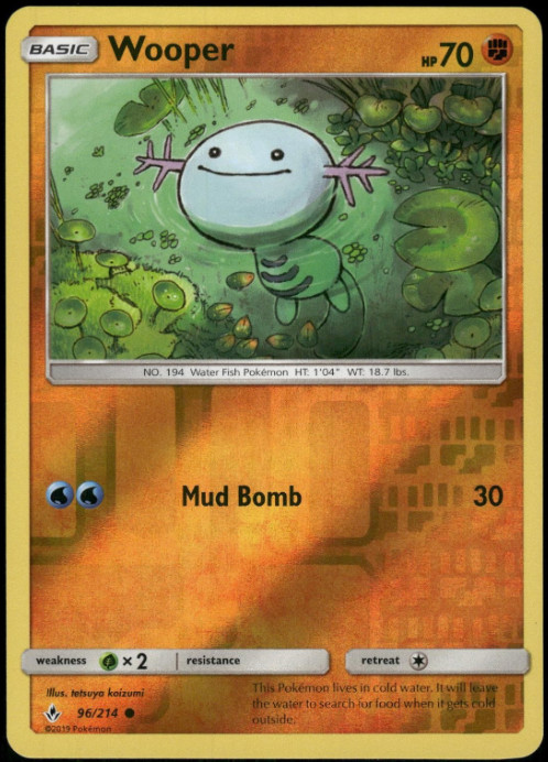 Wooper – 96/214 – Reverse Holo – Unbroken Bonds – NM/M