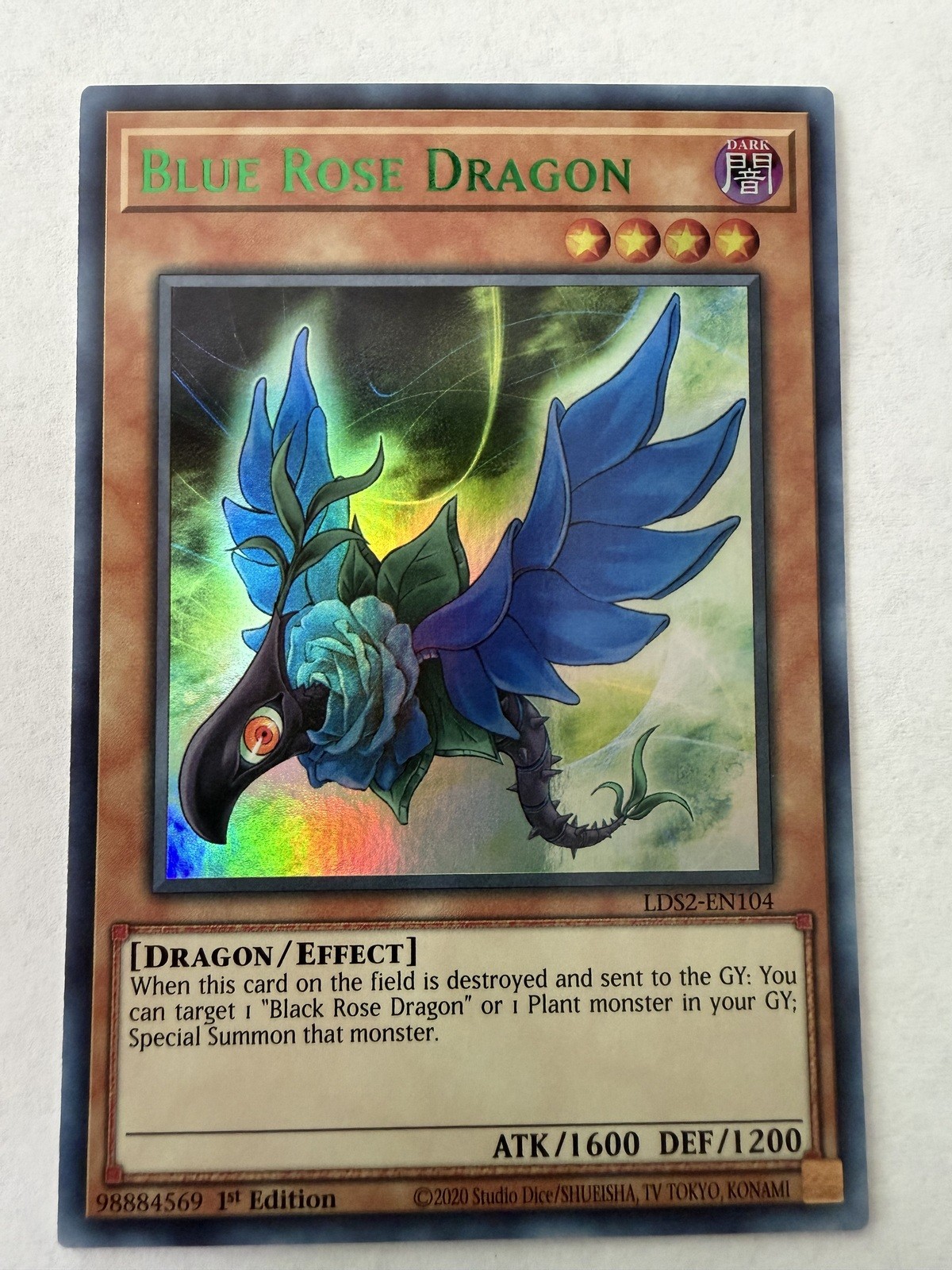 Yugioh – Blue Rose Dragon – Ultra (Green) – 1st – LDS2-EN104 – NM
