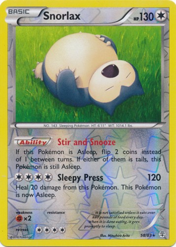 Moderately Played Snorlax – 58/83 – Rare – Reverse Holo Pokemon Generations