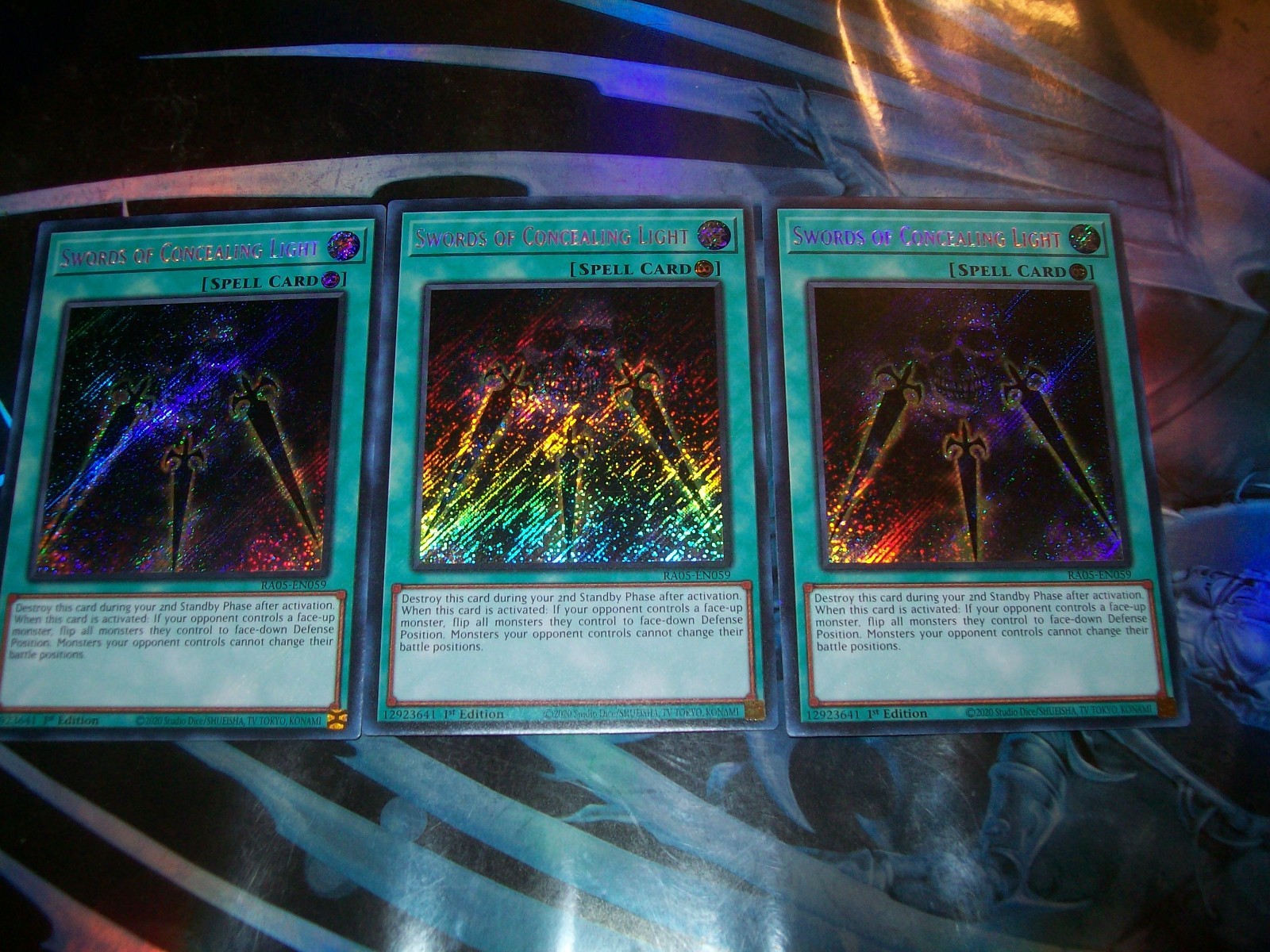 3x Swords of Concealing Light 1st Edition Secret Rare RA05-EN059 Yu-Gi-Oh!