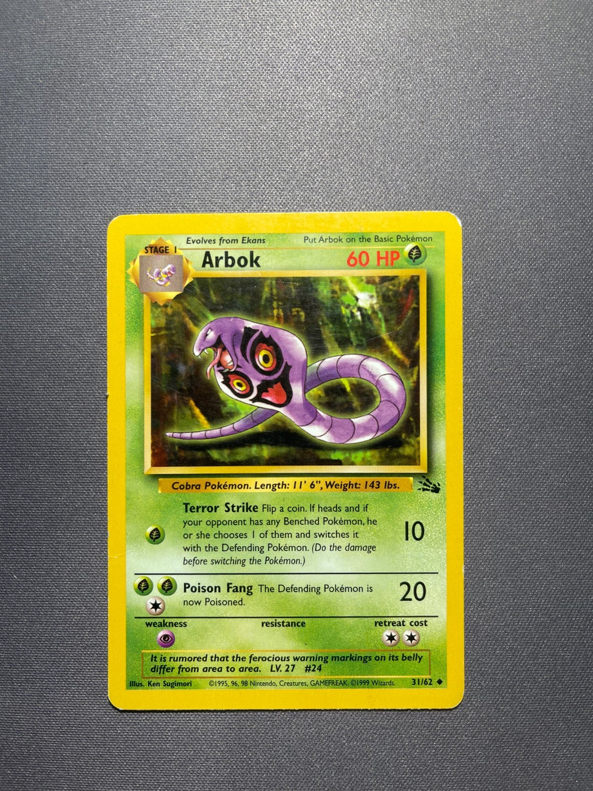 Pokémon TCG – Arbok – Fossil Unlimited – 31/62 – Wizards 1999-2000