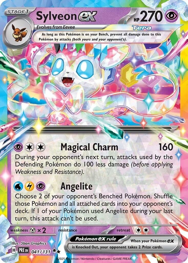 Sylveon ex 041/131 Double Rare SV: Prismatic Evolutions Pokemon Holofoil Near…