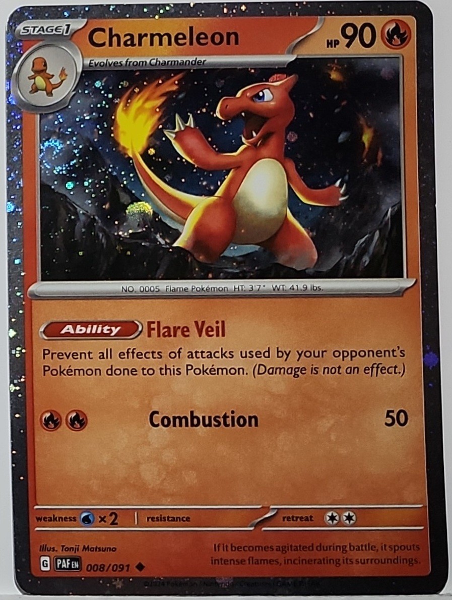 Swirl 🌀 Charmeleon 008/091 Cosmos Holo Bleed Error Rare Pokémon TCG ✨️