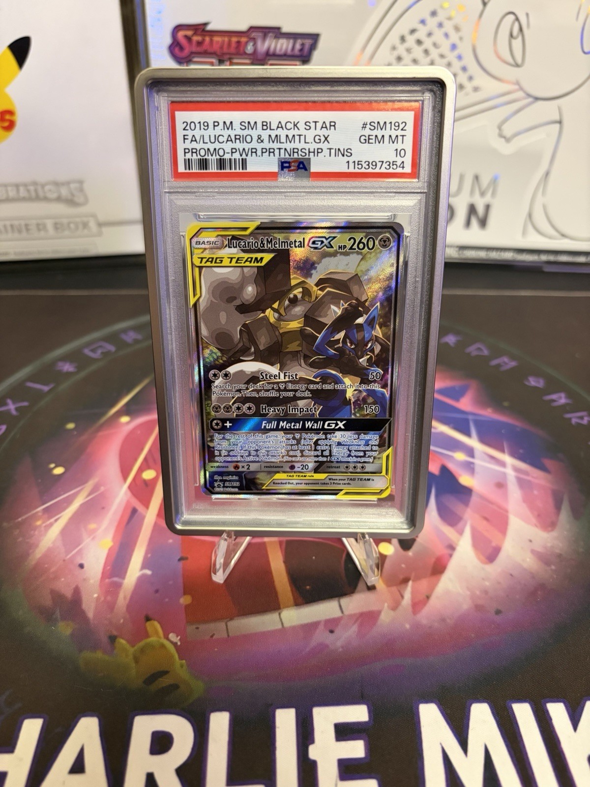 2019 POKEMON SM BLACK STAR PROMO #SM192 FULL ART/LUCARIO & MELMETAL GX PSA 10