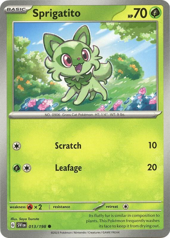 Sprigatito Scarlet & Violet #016 Common Mina Nakai NM Pokemon Card