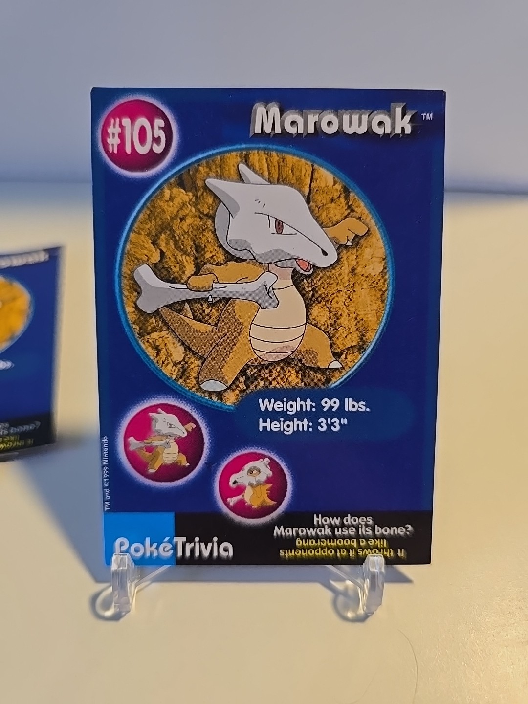 Pokémon Burger King PokeTrivia Non-perforated Marowak #105