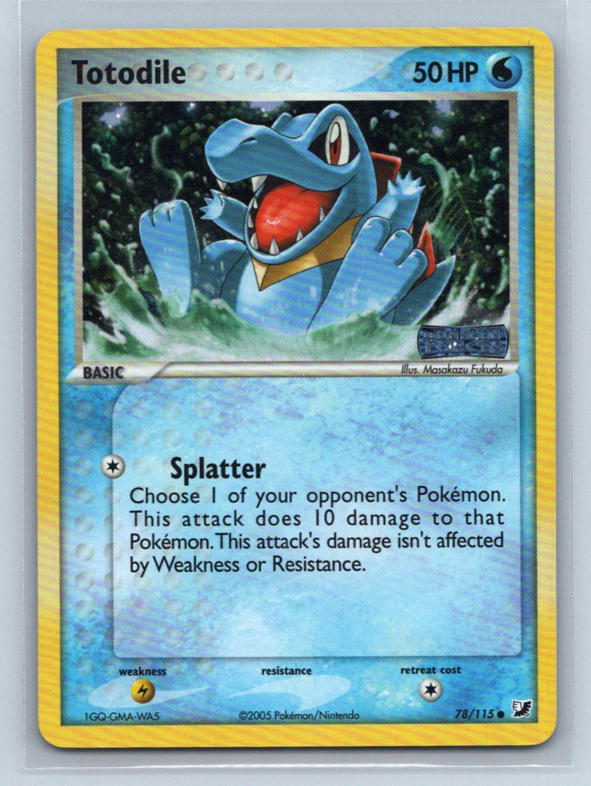 Totodile Pokemon Unseen Forces #78/115 Reverse Holo STAMP Pokemon Card NM