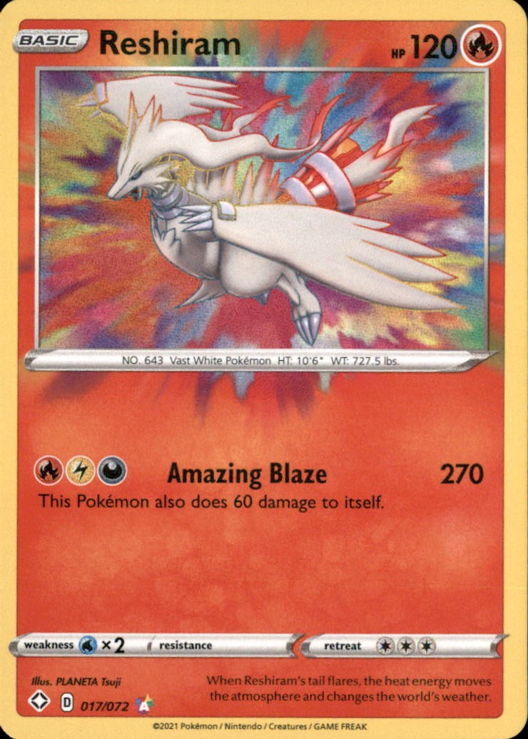 Reshiram 017/072 Amazing Rare Shining Fates Pokemon Holo NM/LP