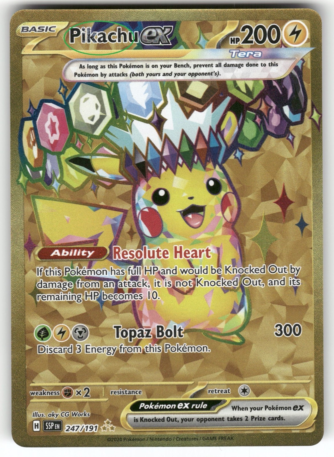 Pikachu ex 247/191 (~Factory Foiling on Letters~) HR Surging Sparks Pokemon LP
