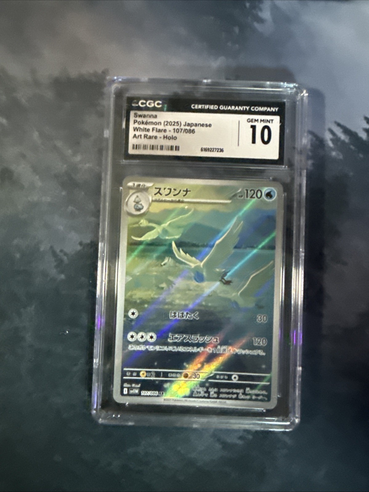 CGC 10 Swanna 107/086 AR Art Rare White Flare sv11W Pokemon Card