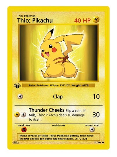 Fan Made Parody Gold Metal Sexy Thicc Butt Joke Cards Charzard Picachu Pokimon