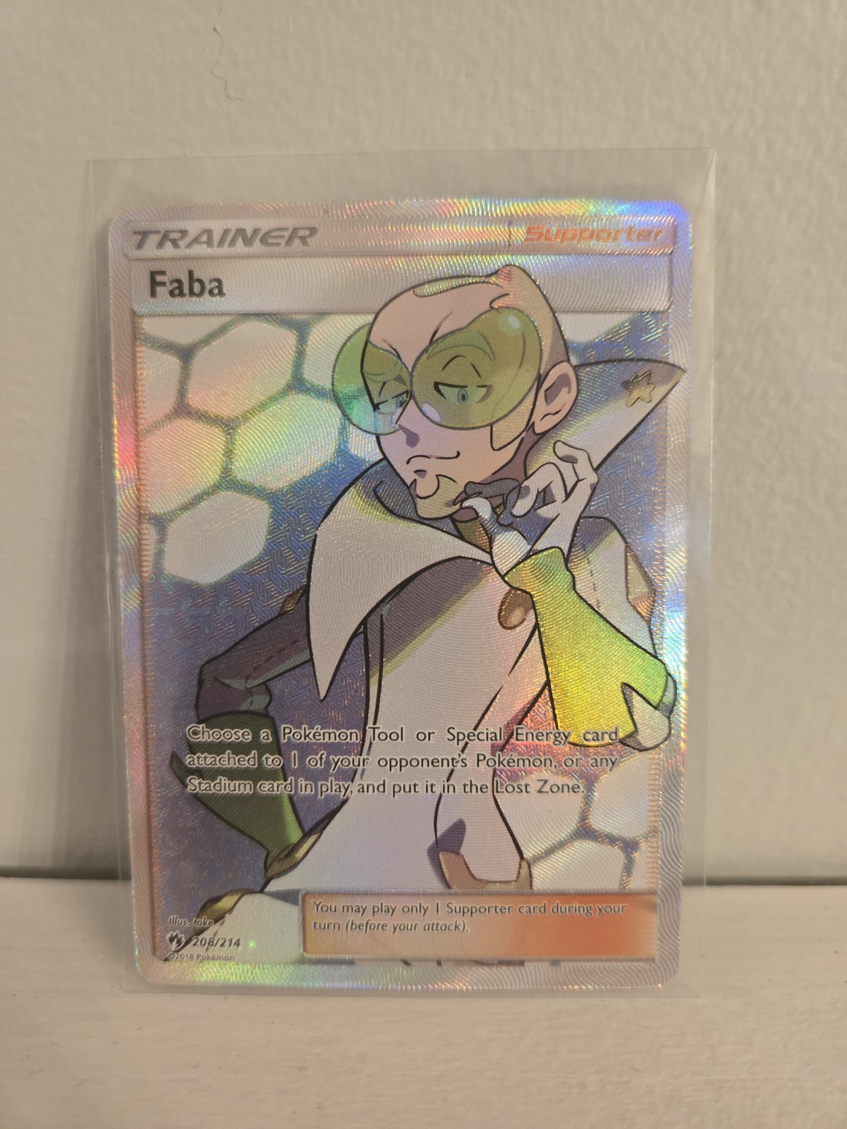 Pokemon TCG Faba (Full Art) 208/214 Sm-Lost Thunder Holo NM