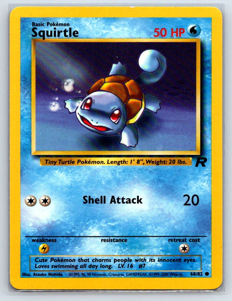 Squirtle 68/82 Common Team Rocket Pokemon Unlimited Lightly Played