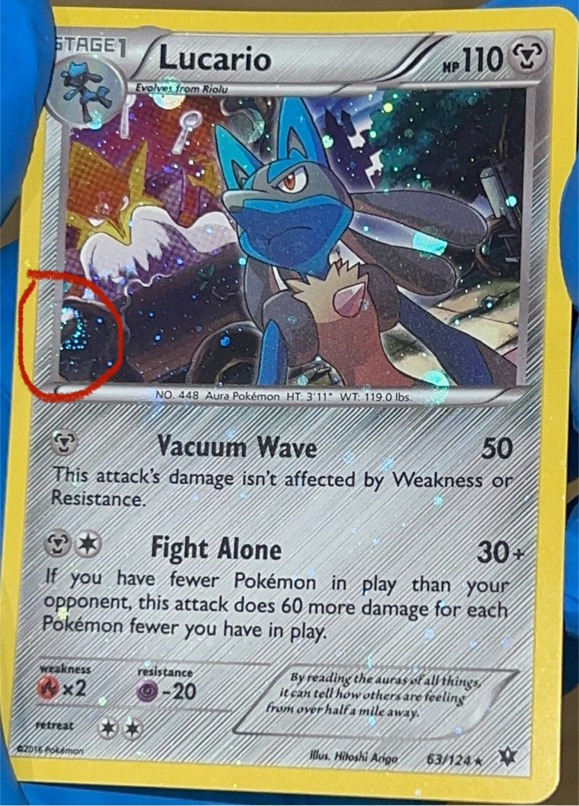 HD GALAXY SWIRL Lucario – 63/124 Fates Collide Promo Cosmos Holo BLEED ERROR