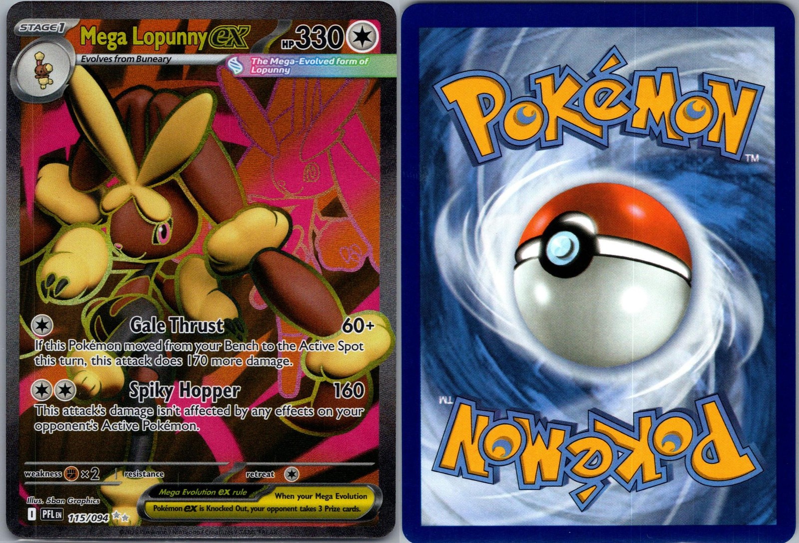 Mega Lopunny ex 115/094 Phantasmal Flames Pokemon TCG Holo Ultra Rare NM