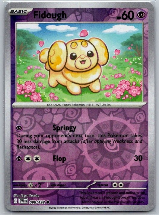 Fidough 098/198 Common Scarlet & Violet Pokemon Reverse Holo Near Mint