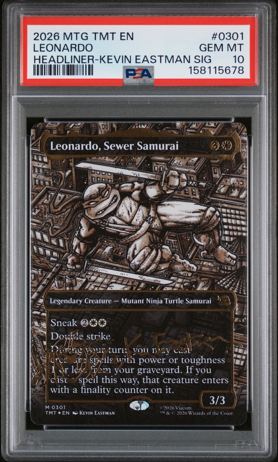 2026 MTG TEENAGE MUTANT NINJA TURTLES #0301 LEONARDO, SEWER SAMURAI PSA 10