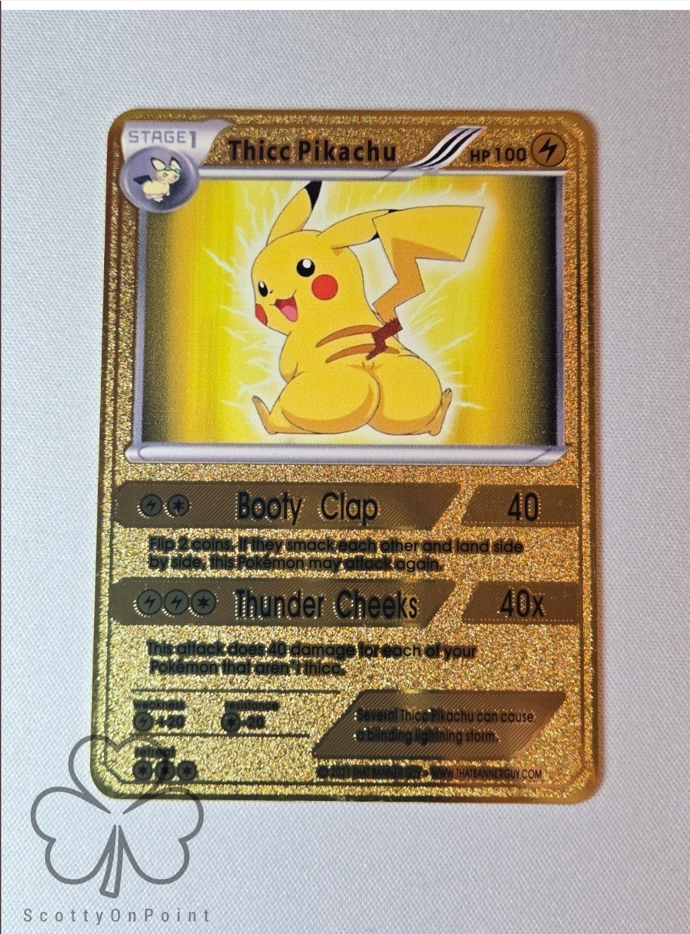 Thicc Pikachu Collectible Metal Card For Display Only Gift Idea