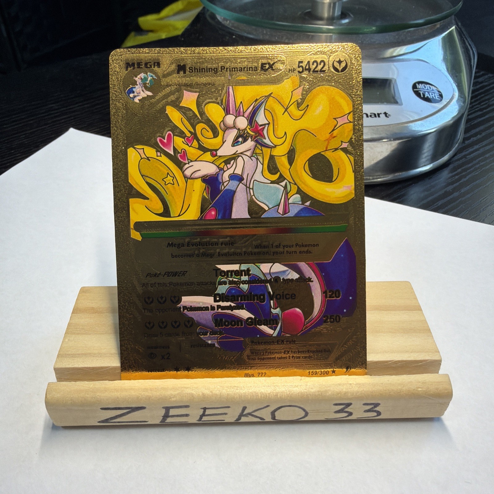 Mega Shining Primarina Hp 5422 Gold Foil Fan Art Card Disarming Voice🔥🔥🔥