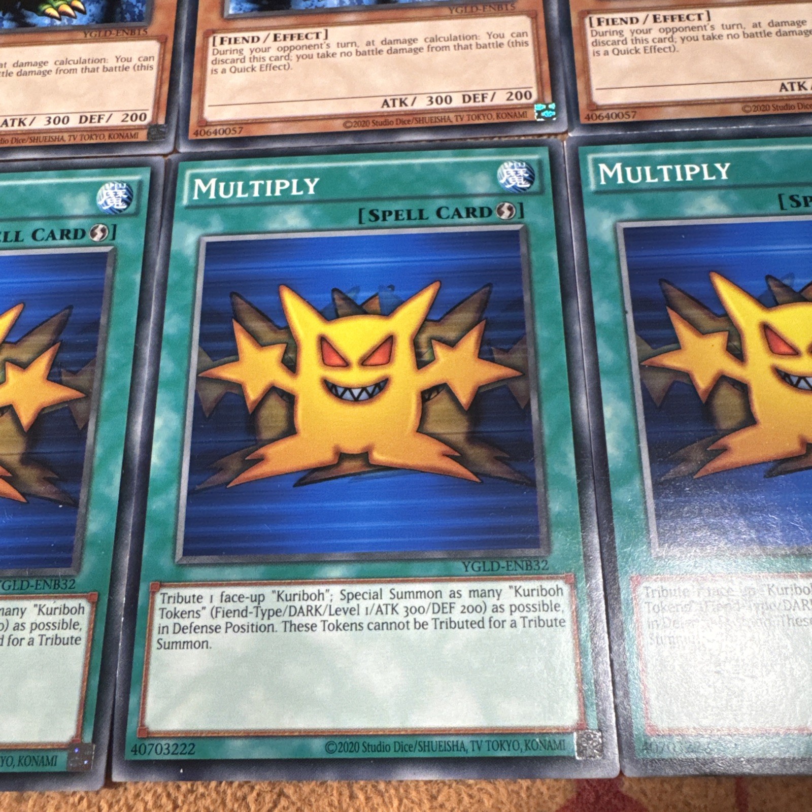 🔥 YUGIOH 3x Kuriboh & 3x Multiply YGLD-ENB15 ENB32 Common PLAYSET NEAR MINT