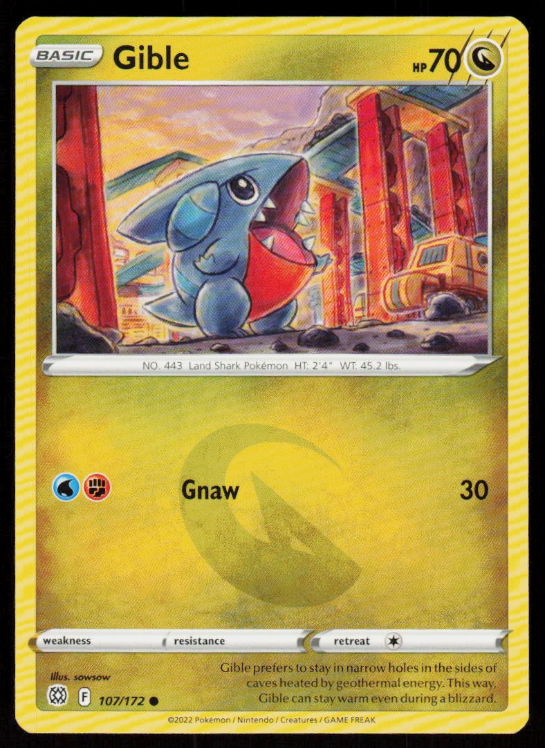 Gible 107/172 Common Brilliant Stars Pokemon Near Mint
