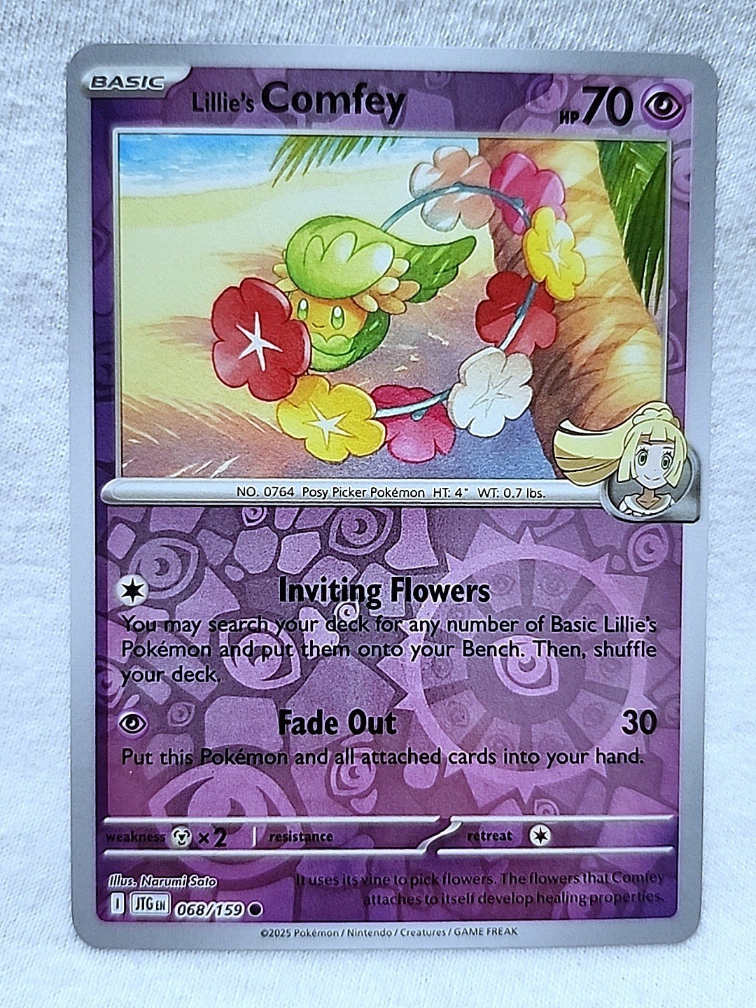 Lillie’s Comfey 068/159 Reverse Holo Common Journey Together Pokémon