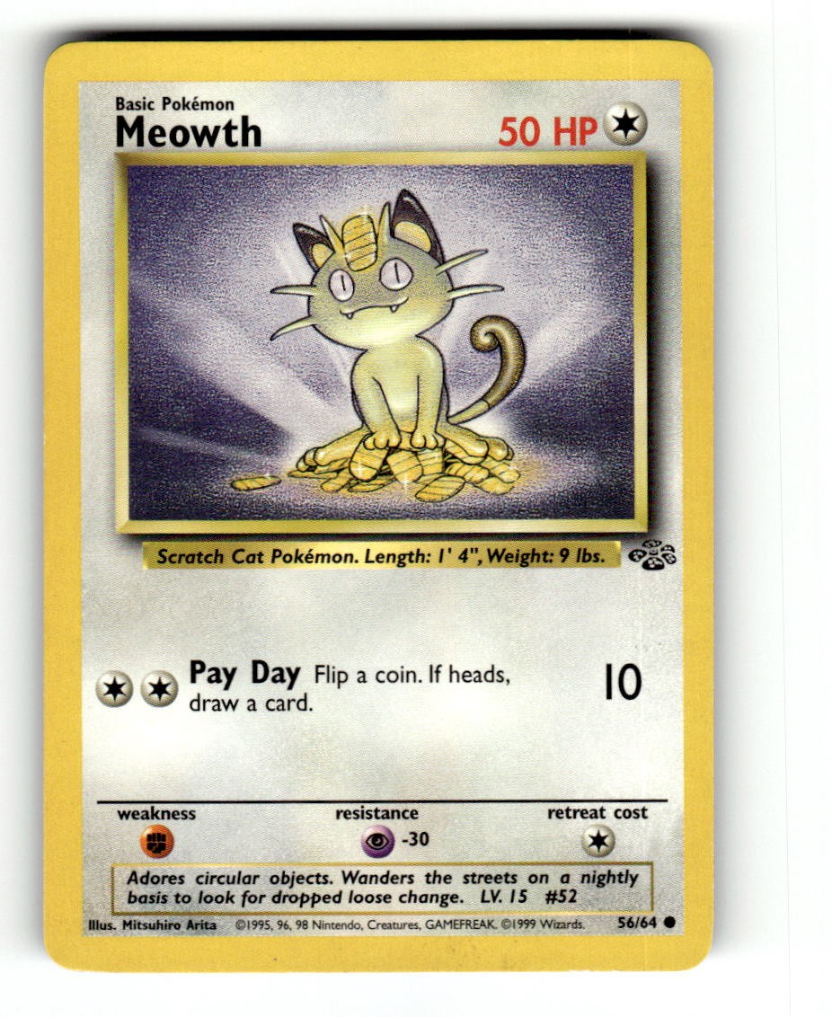 1999 Pokemon JU Meowth Unlimited 56/64