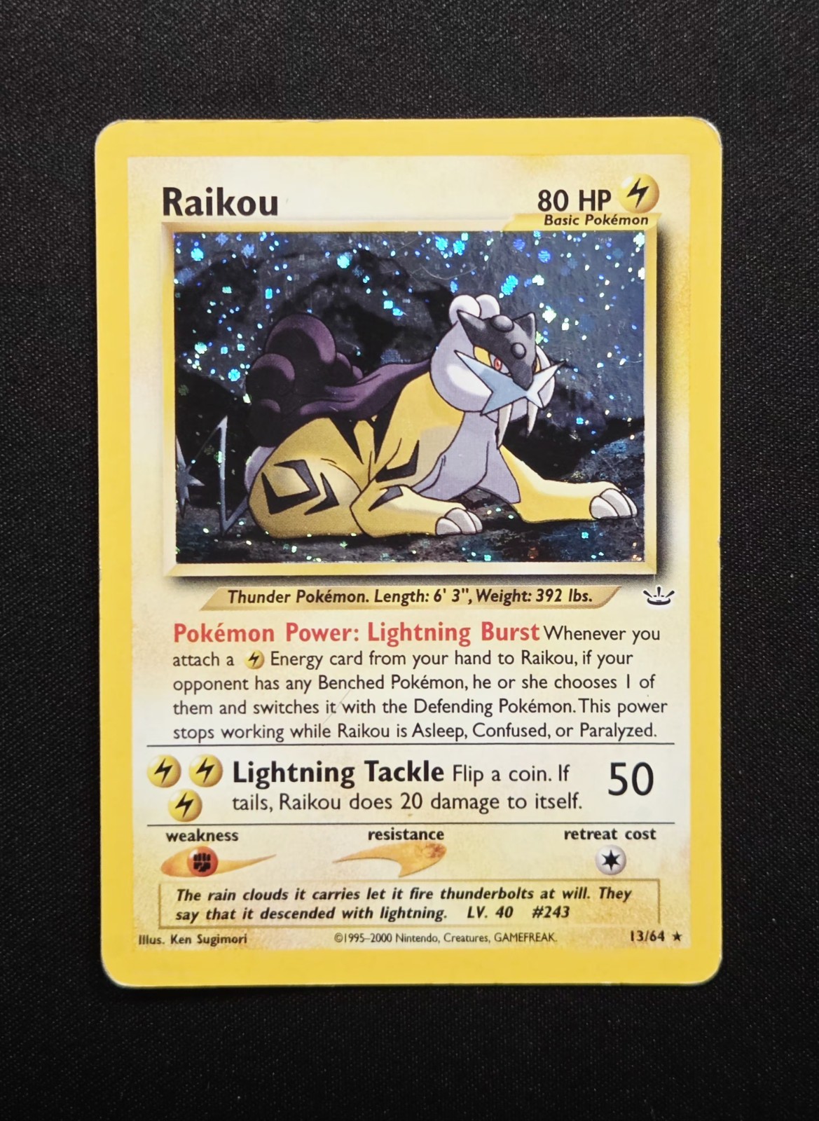 Raikou 13/64 Neo Revelation Holo Rare Unlimited WoTC Pokemon 2000