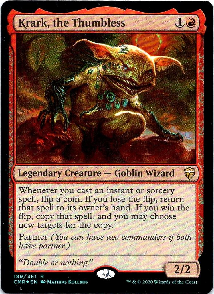 Krark, the Thumbless 189 Rare Commander Legends Magic: The Gathering Foil NM