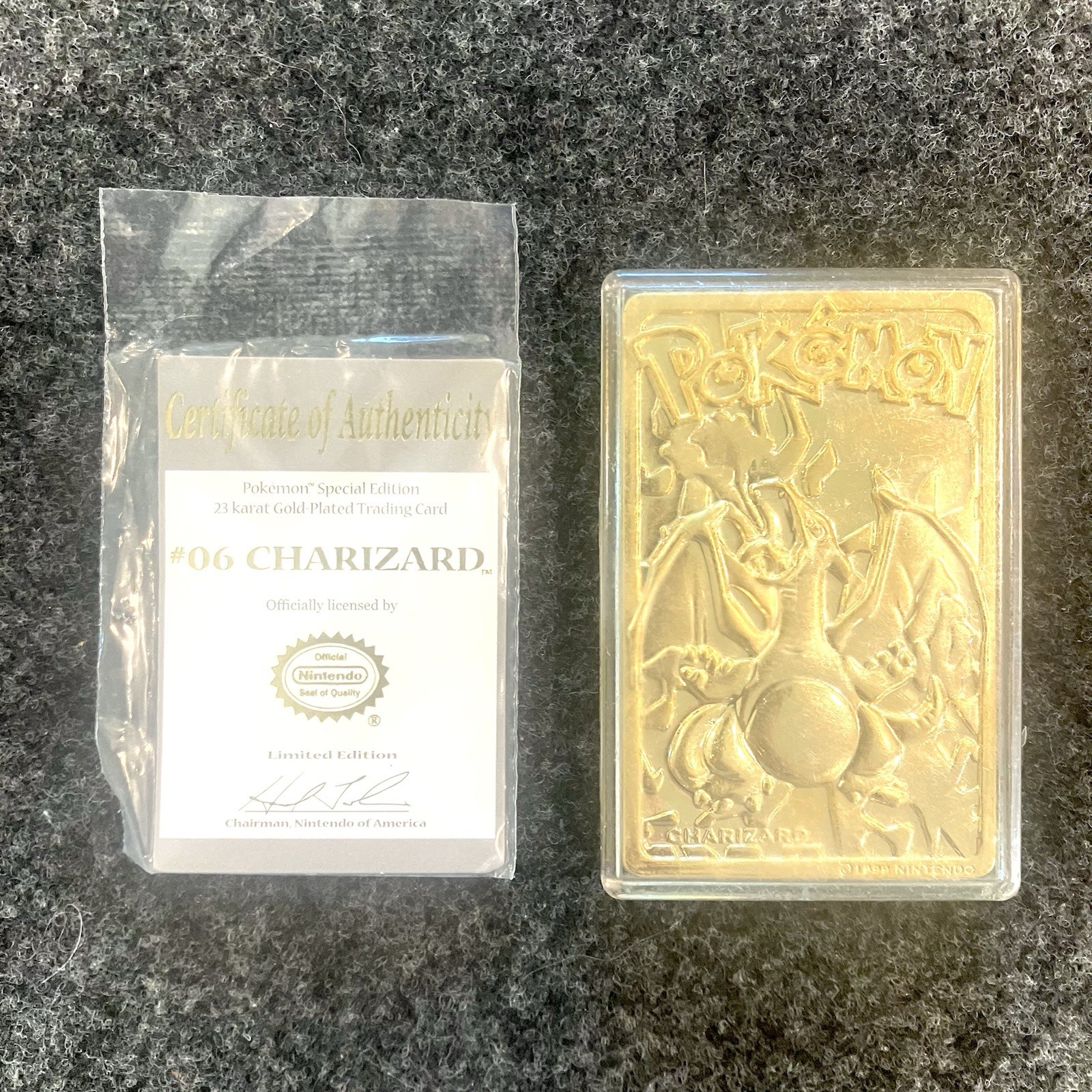 1999 Pokémon Charizard 23K Gold-Plated Trading Card Vintage Burger King