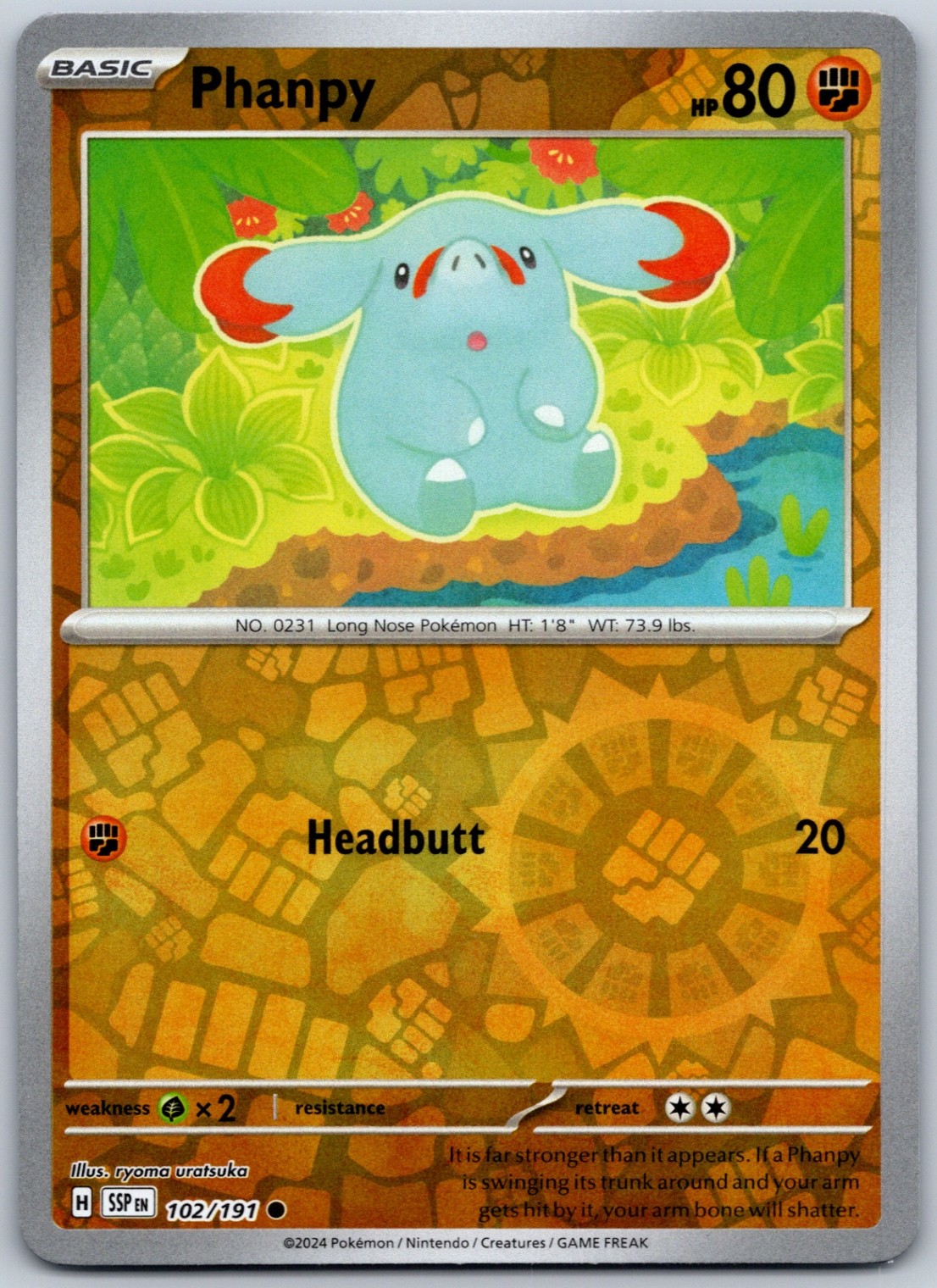 Phanpy Reverse Holo Common SV08: Surging Sparks 102/191 NM