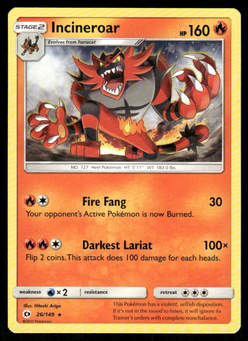 Incineroar SM Base Set [26/149] Rare NM Pokemon