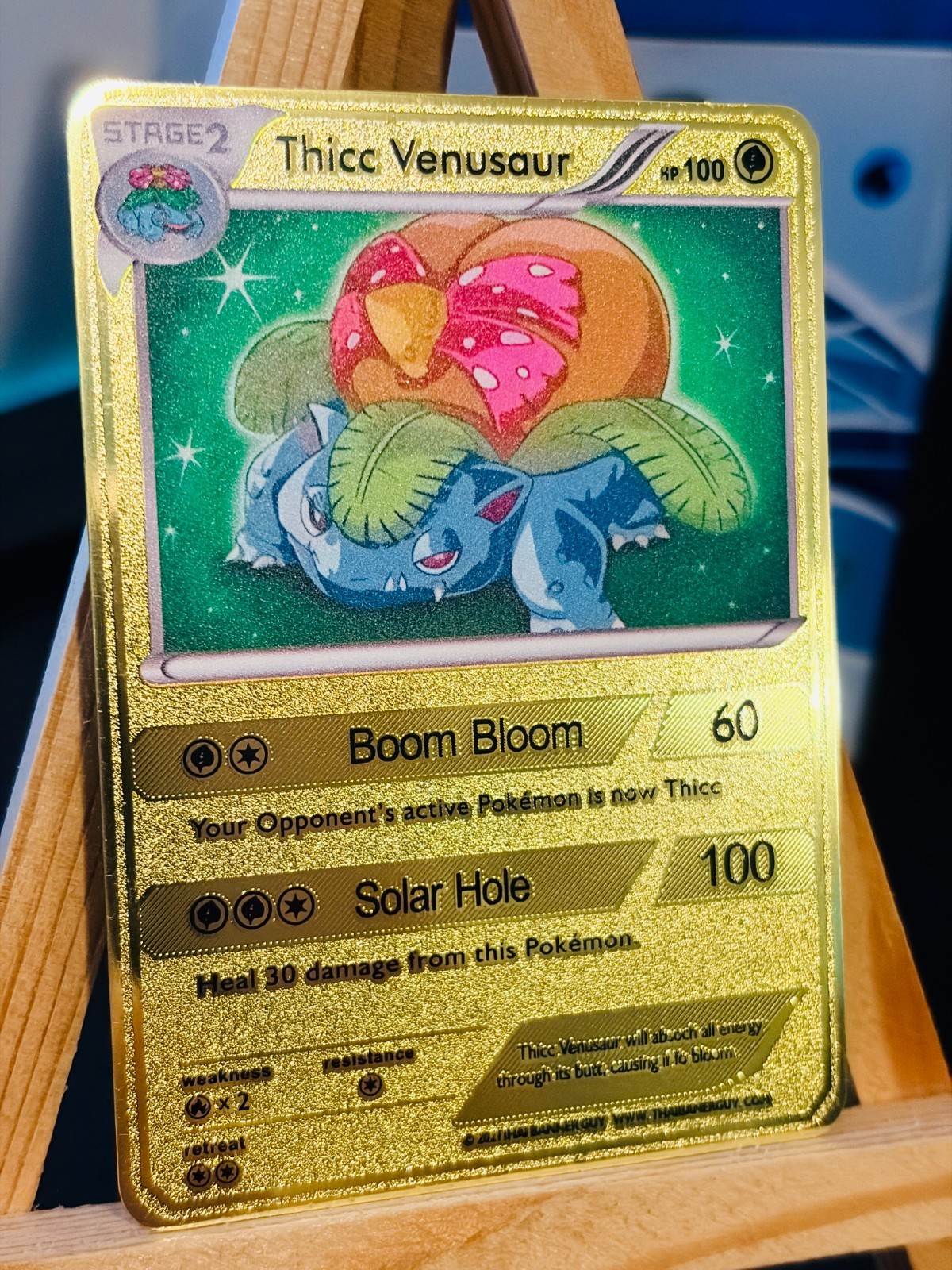 Thicc Venusaur Collectible Gold Metal Card For Display Only Tracked Postage!