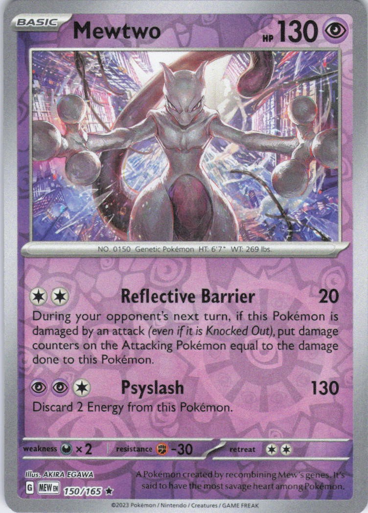 Mewtwo Reverse Holo Rare SV: Scarlet & Violet 151 150/165 NM